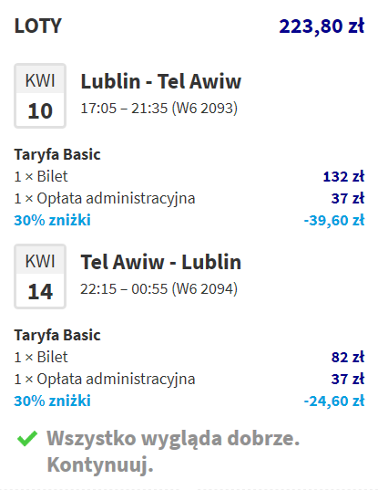 Wizz Air z Lublina zniżka 30 procent